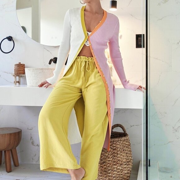 **NEW** MYSTREE COLOUR BLOCKED LONG SWEATER CARDIGAN DRESS - Picture 9 of 10